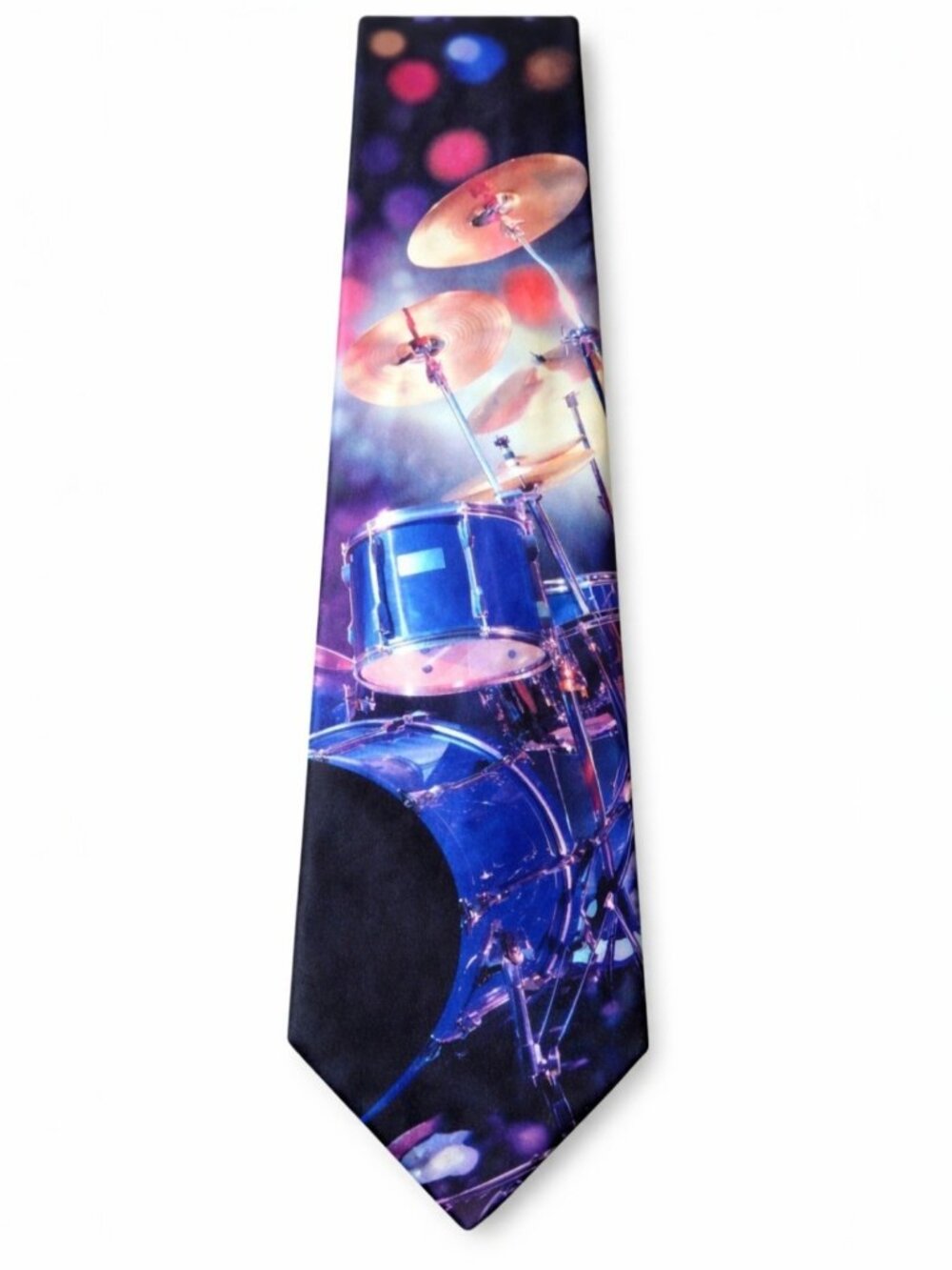 Ralph Marlin Drum Set Necktie Blue Stage Lights Music Drummer Tie USA